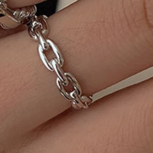 NEW 925 Sterling Silver Link Chain Adjustable Ring - Picture 6 of 6